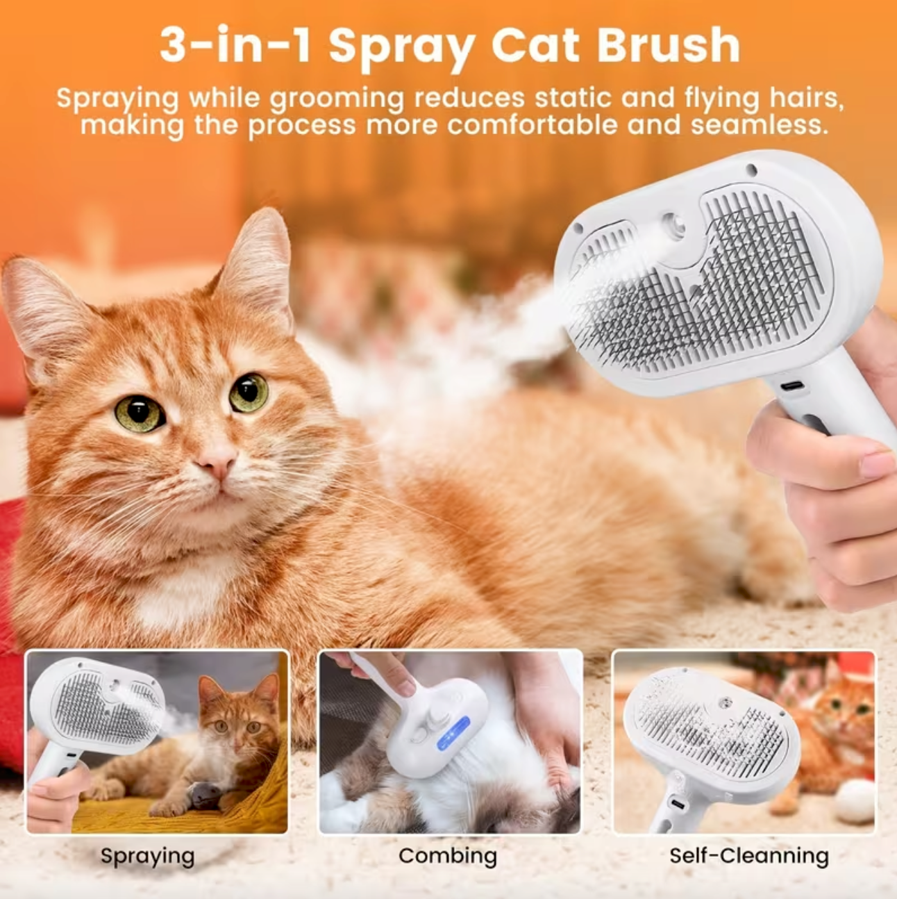 Tranquil Beauty™ Steam Dog Grooming Brush