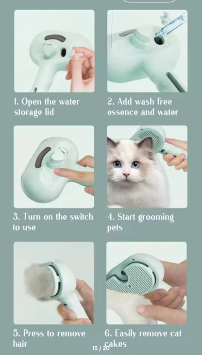 Tranquil Beauty™ Steam Dog Grooming Brush